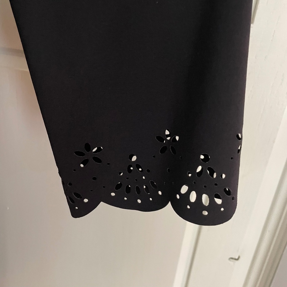Lands End Swim Cover Up Dress Womens S 6-8 Black Nylon Laser Cut Eyelet Classic - Picture 3 of 15